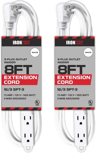 Vista 11 de IRON FORGE CABLE Cable de extensión de enchufe plano con 3 tomas, 0.91 m (3 pies) en color negro - Cable de extensión para interior con 3 tomas