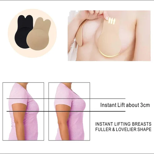 Vista 2 de Adhesive Bra2 Pairs Strapless Sticky Bra, Backless Invisible Reusable Push Up Breast Lift Nipple Covers for Women