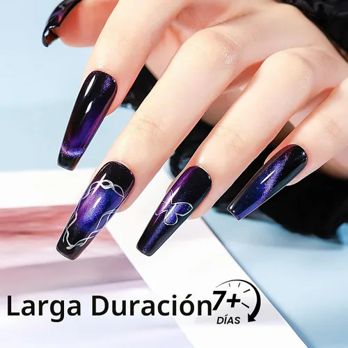 Vista 6 de MIZHSE Esmalte de uñas 9D de secado rápido, esmalte de uñas magnético azul-violeta