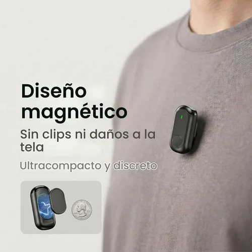 Vista 5 de Mini micrófono inalámbrico para iPhone Android, mini micrófono para grabación de video, micrófono profesional de solapa Plug & Play con reducción