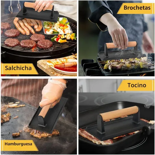 Vista 7 de HaSteeL Cúpula de fusión de 9 x 7 pulgadas y prensa de parrilla de 8 x 4 pulgadas, cubierta rectangular para vaporizar y prensa de tocino