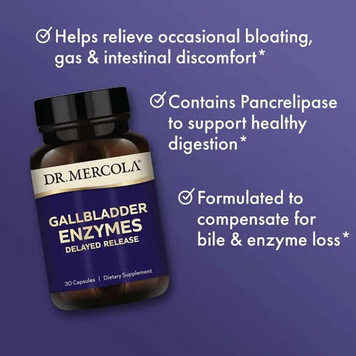 Vista 4 de Dr. Mercola Enzimas de la Vesícula Biliar - Apoyo para la Salud de la Vesícula Biliar y Digestiva - Incluye Proteasa Pancreática, Amilasa y Lipasa