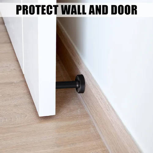 Vista 6 de Funrous Tope de puerta de acero inoxidable 304 resistente de 3.7 pulgadas con puntas de goma, protector de pared montado en la pared para Negro