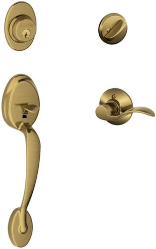 Vista 5 de SCHLAGE - Manija de cilindro único Plymouth y picaporte Flair para mano izquierda, bronce envejecido (F60 PLY 716 FLA LH)