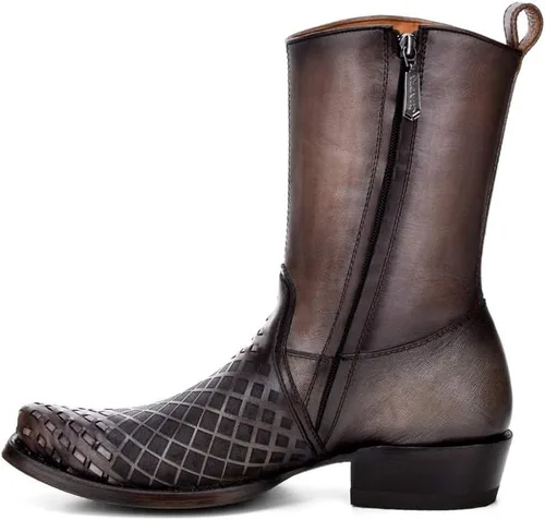 Vista 4 de Cuadra Bota Hombre en Piel Genuina con Cremallera Negra