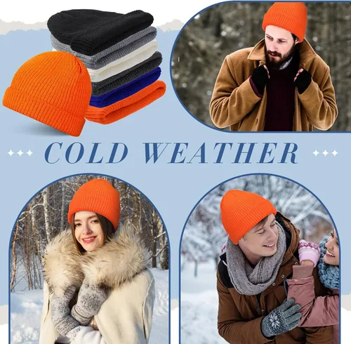 Vista 5 de 24 Pack Unisex Beanie Cap Classic Knitted Warm Beanies Men Women Solid Beanie Knitted Hat Casual Beanie for Guys
