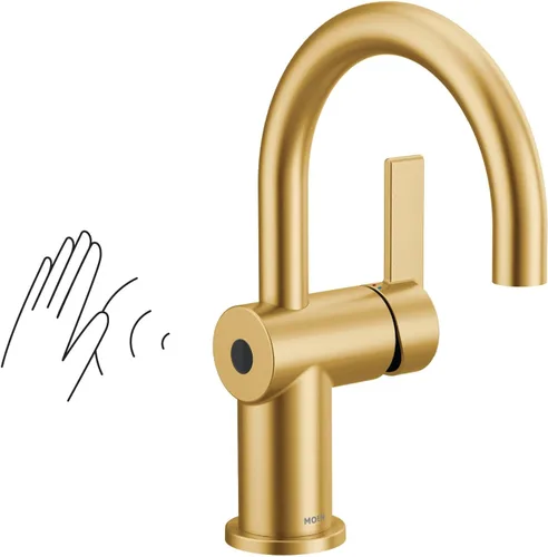 Vista 16 de Moen Cia 6221BG - Grifo de lavabo de baño con una sola manija con placa incluida, oro cepillado