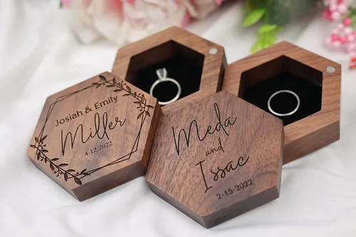 Vista 3 de Personalized Wooden Ring Box, Custom Wedding Ring Box, Engagement Ring Box, Custom Ring Holder