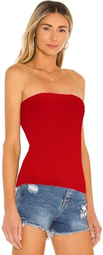 Vista 2 de Camisetas largas de algodón para mujer, sin tirantes, sexy, bandeau, 3 piezas