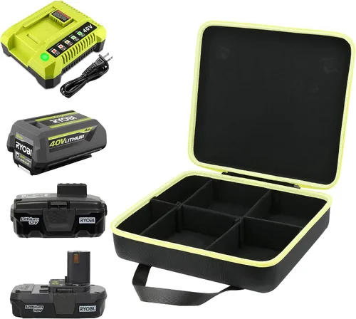 Vista 6 de khanka Estuche rígido para batería y cargador Ryobi 12v/18v/40v+unidad de compresión Ryobi 18 voltios ONE