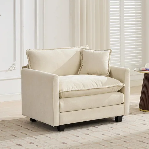 Vista 246 de Sofá seccional modular verde de 111.5", sofás seccionales grandes de 3 plazas para sala de estar, sofá nube oversized de tela chenille con otomana