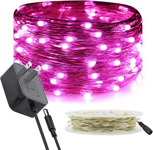 Vista 15 de RUICHEN Luces de Hadas de Alambre Plateado Enchufables de 33 Pies, Cadena de 100 Luces LED con Carrete, Azul Waterproof, Silver Coated Copper Wire
