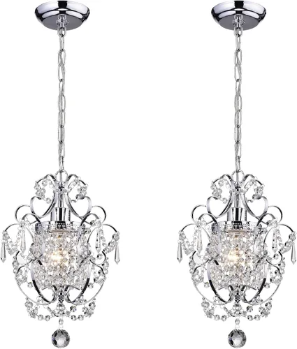 Vista 11 de Edvivi Amorette - Mini candelabro de cristal, 1 lámpara moderna y elegante de techo de bronce antiguo, iluminación colgante ajustable para armario
