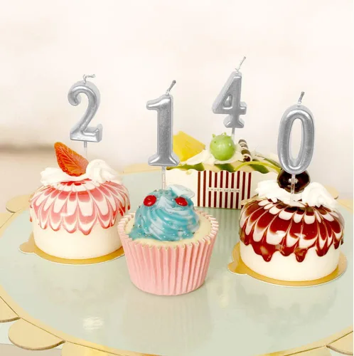 Vista 3 de Vela de primer año de cumpleaños plateada, feliz cumpleaños, número uno, para decoración de tartas, para fiestas, niños y adultos, número 1, 10, 10