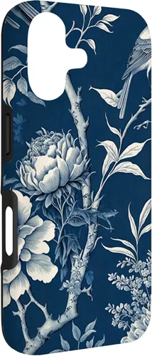 Vista 3 de Chinoiserie Floral Toile Blue and White Funda para iPhone 17