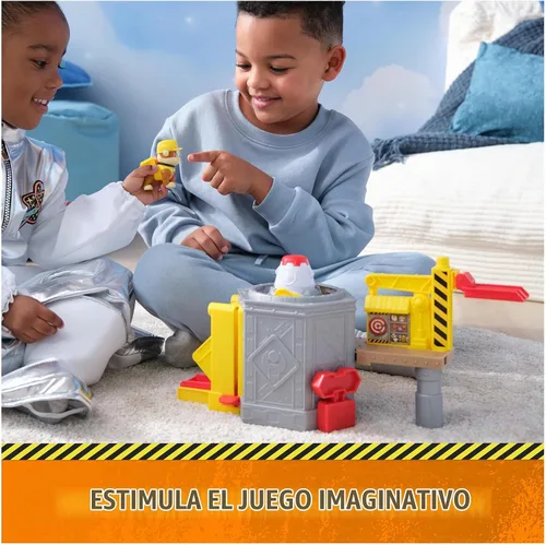 Vista 8 de Rubble & Crew, Launch & Spin - Juego de nave espacial con figura de juguete de Rubble en uniforme de construcción, juguetes para niños y niñas a