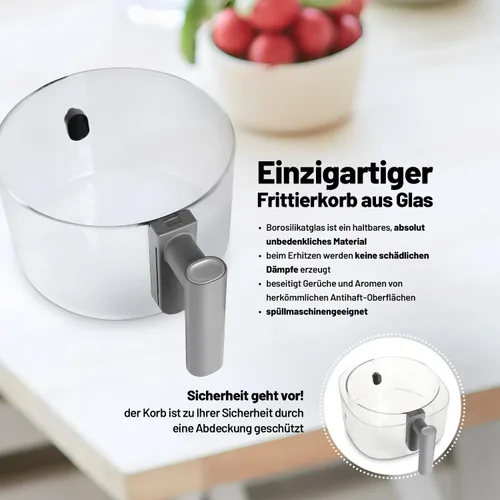 Vista 2 de Lauben Glass&Grill - Freidora de aire 3 en 1 5500BG, freidora de aire caliente de 5.5 L de capacidad, freidora de vidrio, 6 programas + ajuste
