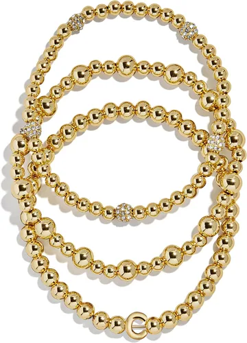 Vista 53 de BaubleBar Juego de pulsera Pisa para mujer, tres pulseras de cuentas chapadas en oro, joyería de moda, regalo de moda