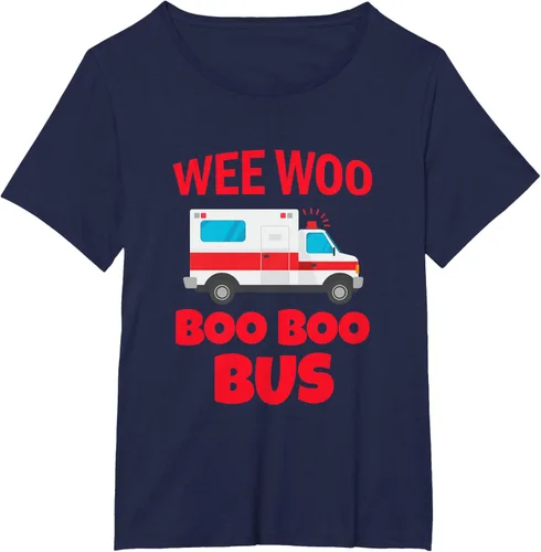 Vista 15 de Wee Woo Boo Boo Bus First Responder - Camiseta divertida de ambulancia, Negro, S