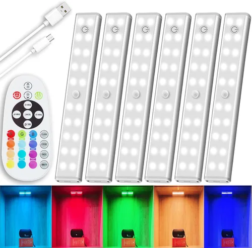 Vista 9 de Iluminación para debajo del gabinete, inalámbrica, recargable, funciona con pilas, luces LED regulables debajo de la encimera, barra de luces