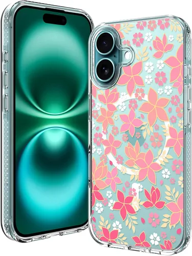 Vista 12 de OOK Magnetic for iPhone 17 Case Clear Pretty Flower Girls Women [Not Yellowing][Screen Protector] [ MagSafe Compatible] with Full Camera Lens