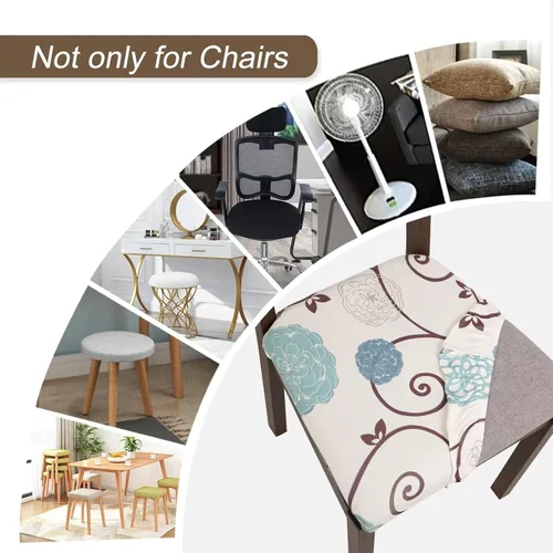 Vista 7 de SearchI Juego de 2 fundas de asiento para sillas de comedor, fundas de asiento elásticas con estampado, extraíbles y lavables, fundas de cojín