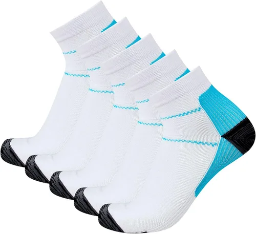 Vista 2 de Compression Socks for Women & Men Circulation (5 Pairs) - Best Support for Arch Ankle 15-20 mmHg Best for Running Cycling