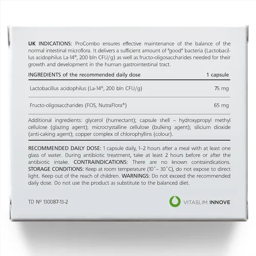 Vista 4 de ProCombo - El simbiótico inteligente con entrega dirigida de las buenas bacterias. Fórmula de cápsula doble y líquido para resultados rápidos. 1