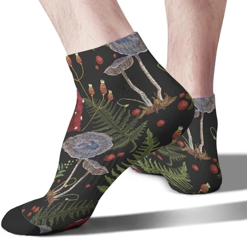 Vista 2 de devor Crew Socks for Men Cotton Men's Sock Ankle Socks Humor Mushrooms Funny Mushrooms Magic Mushrooms Plant Forest Socks