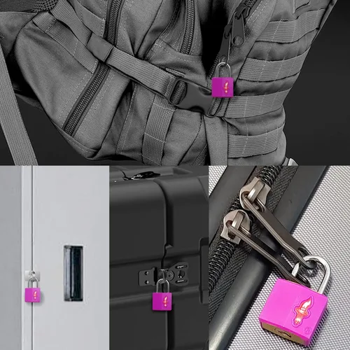 Vista 5 de Paquete de 4 mini cerraduras con llave, candado de equipaje aprobado por la TSA, cerradura de maleta aprobada por la TSA para equipaje, maleta