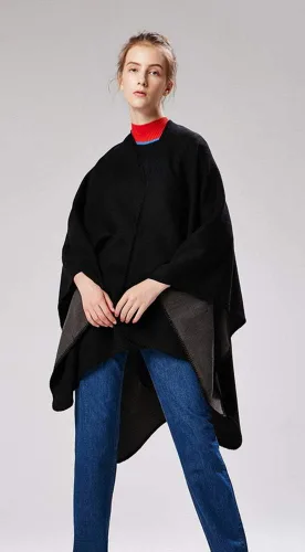 Vista 5 de Hycurey Poncho de cachemira sintética de punto para mujer, talla grande, chal, cárdigans, suéter