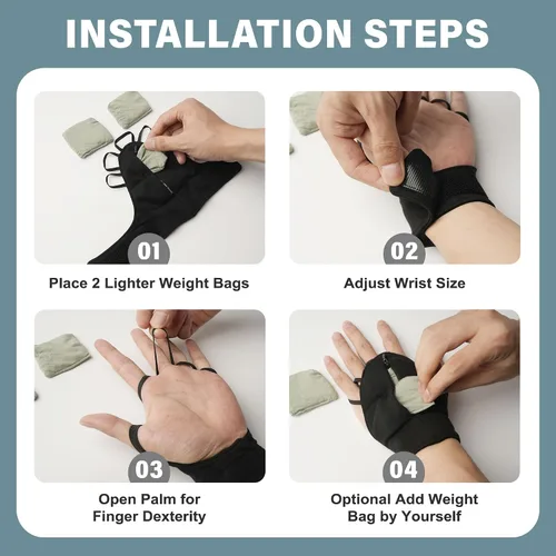 Vista 2 de Weighted Gloves for Tremors-Adjustable Hand Gloves Stability Aid for Parkinson's Hand Tremors, Enhanced Grip & Writing Support for Elderly