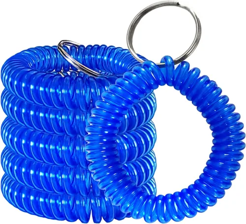 Vista 7 de Llavero de resorte de bobina de muñeca de plástico Llavero espiral estirable Llaveros Llaveros de muñeca 6 colores mezclados