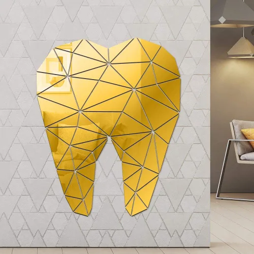 Vista 7 de The Geeky Days Pegatinas de pared con espejo acrílico en forma de diente para el cuidado dental, clínica dental, estomatología, arte de pared 3D