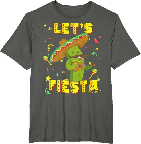 Vista 5 de Cinco De Mayo - Camiseta de regalo con sombrero de cactus Let's Fiesta, Negro, S