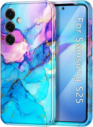 Vista 47 de Btscase para Samsung Galaxy S25, [Probado contra caídas de grado militar] Funda protectora de diseño de patrón de mármol, resistente, delgada