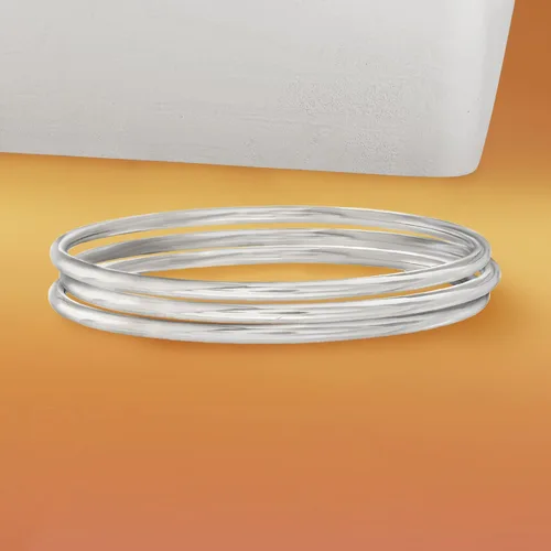 Vista 3 de Ross-Simons Conjunto de joyas de plata de ley italiana 3 pulseras pulidas