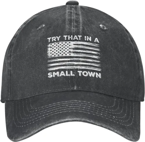 Vista 2 de Hat Try That in Small Towns Trucker Hat Men Funny Mesh Cap for Summer