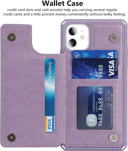 Vista 12 de iCoverCase Funda compatible con iPhone 11 con tarjetero para mujer, bloqueo RFID en relieve, piel sintética con correa de muñeca de 6.1 pulgadas