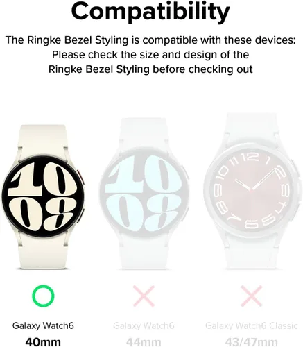 Vista 4 de Ringke Funda de estilo bisel compatible con Samsung Galaxy Watch 6 de 1.575 pulgadas [40-04 (ST) plateada] + vidrio compatible con Samsung Galaxy