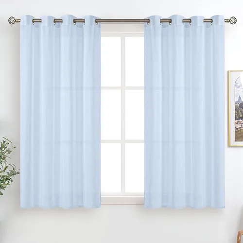 Vista 34 de BGment Cortinas cortas de lino transparente de 40 pulgadas para cafetería, con ojales, filtrado de luz, semitransparentes para ventanas pequeñas