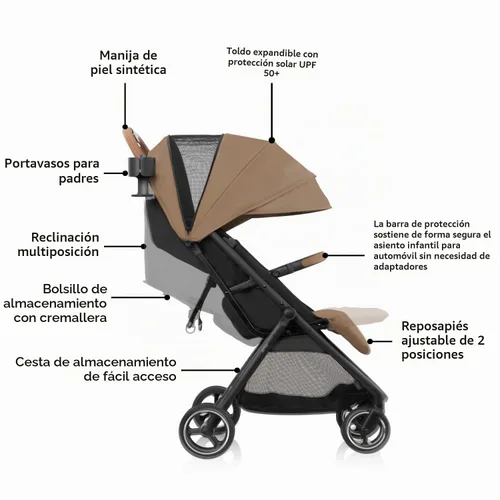 Vista 2 de Evenflo Otto+ Travel System w/LiteMax - Asiento infantil para gatos Lightweight, One Hand Gravity Fold, Rear-Facing Mode 3-30lbs, Stroller use up