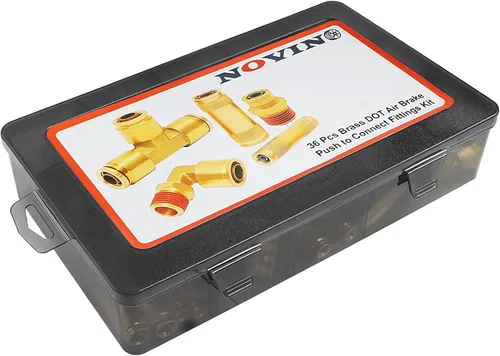 Vista 7 de Kit de surtido de 36 piezas de accesorios de línea de freno de aire DOT de latón 1/4" 3/8" 1/2", accesorios de conexión de empuje para reparación