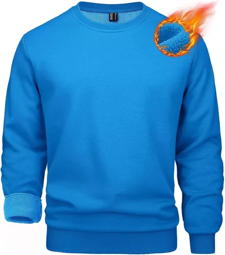 Vista 31 de MAGCOMSEN Sudadera de cuello redondo para hombre de manga larga casual cálida de forro polar