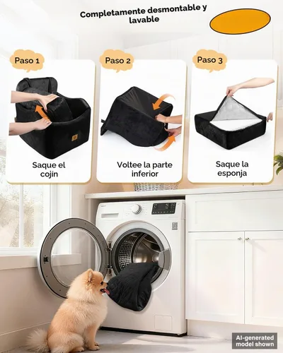 Vista 8 de Asientos de coche para perros pequeños de hasta 35 libras, lavable a