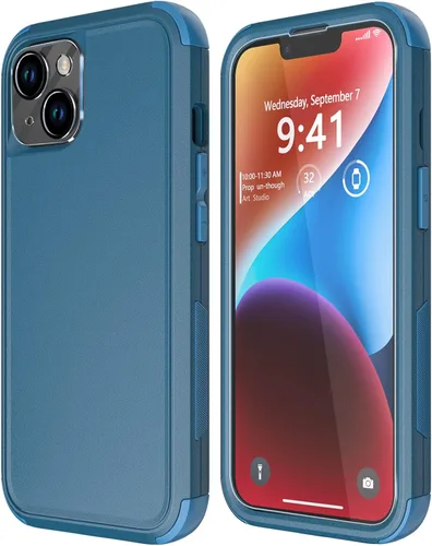 Vista 9 de Diverbox Funda para iPhone 14 [a prueba de golpes] [a prueba de caídas] [protector de pantalla de vidrio templado], funda de protección resistente