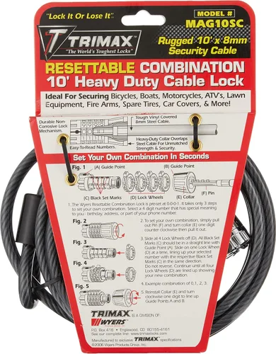 Vista 2 de Trimax MAG10SC - Candado de cable combinado de 10 pies