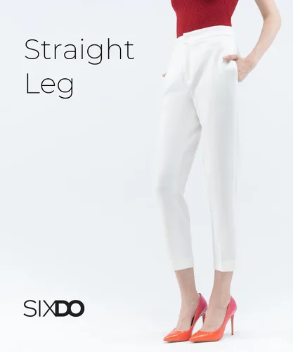 Vista 3 de SIXDO Womens Work Pants High Rise Woven Straight Leg Cropped Regular Fit Office Trousers
