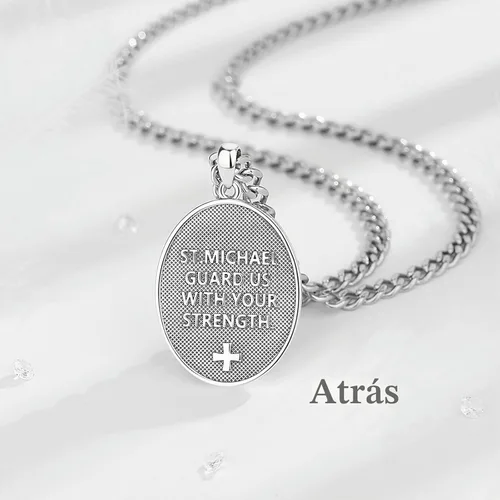 Vista 7 de 925 Sterling Silver Saint Michael Archangel Pendant Necklace for Men Women