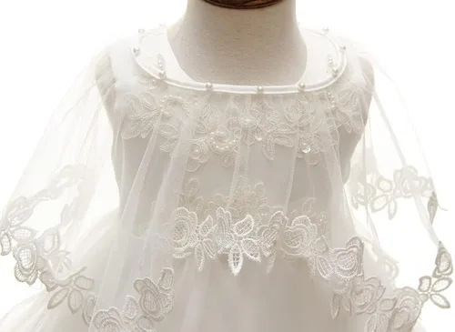 Vista 5 de Juego de 3 piezas de vestido de bautizo, vestido formal para niña, Marfil